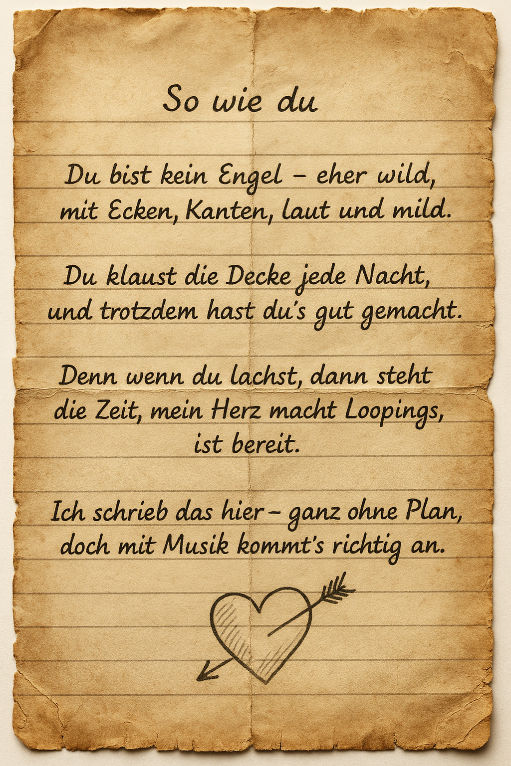 Alter Brief mit Text für ein Lied.